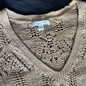 J. Jill purejill Women's Beige Open Work V-Neck Sweater